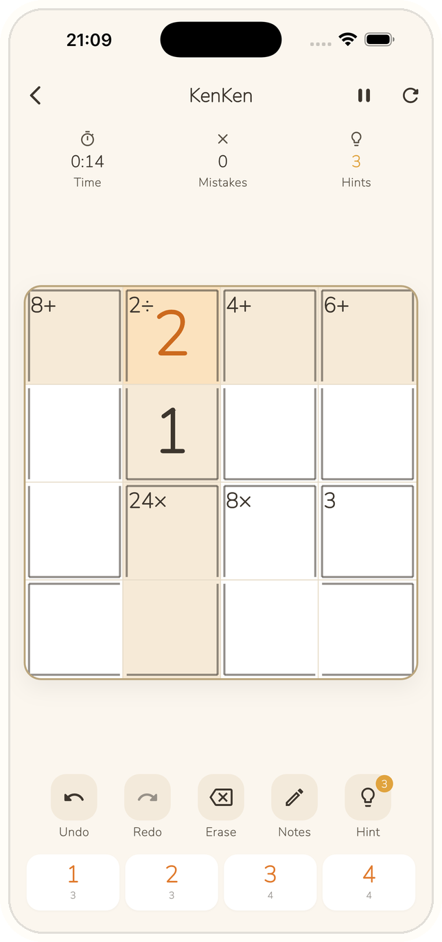 KenKen puzzle mode