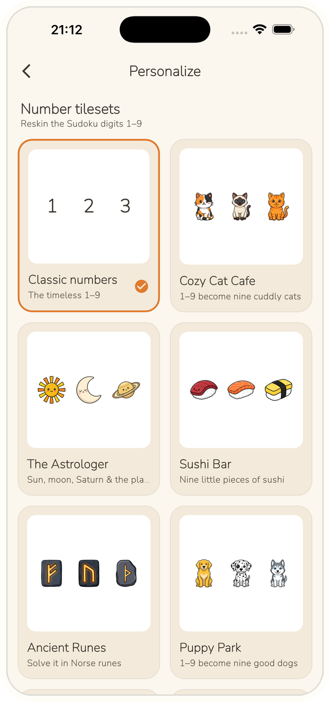 Personalize tilesets and themes